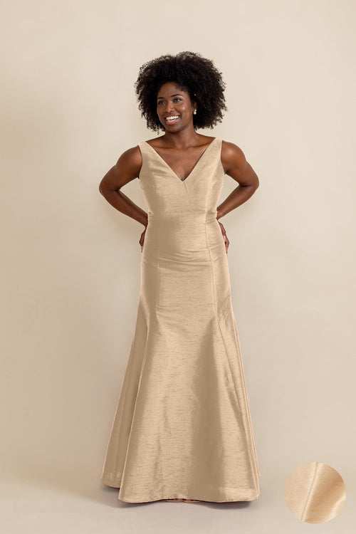 Harper Floor-Length V-Neck Bridesmaid Dress | 40+ Colors cement shantung Harper Floor-Length V-Neck Bridesmaid Dress | 40+ Colors cement shantung