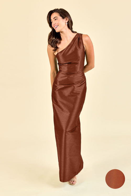 Marissa Classic One Shoulder Bridesmaid Dress | 40+ Colors cinnamon bengaline Marissa Classic One Shoulder Bridesmaid Dress | 40+ Colors cinnamon bengaline
