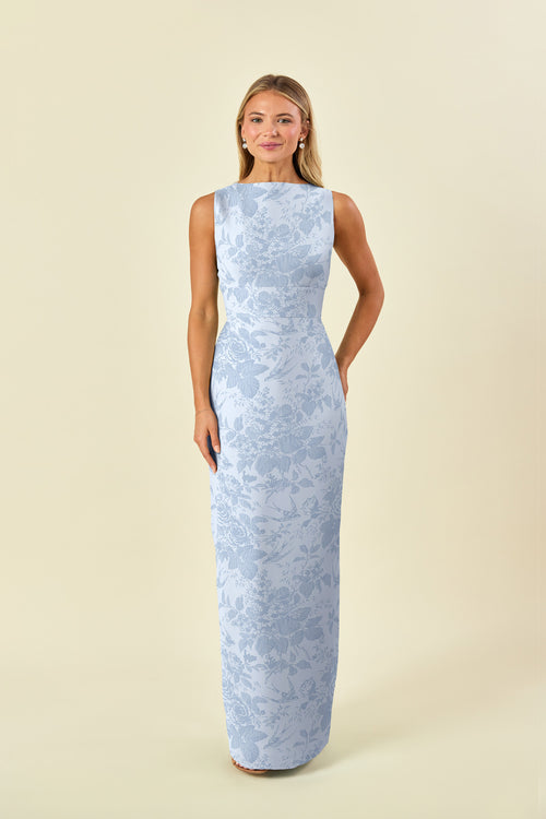 Sabrina Floor-Length Boat Neck Bridesmaid Dress | 40+ Colors Cloud Daisy Jacquard Sabrina Floor-Length Boat Neck Bridesmaid Dress | 40+ Colors Cloud Daisy Jacquard