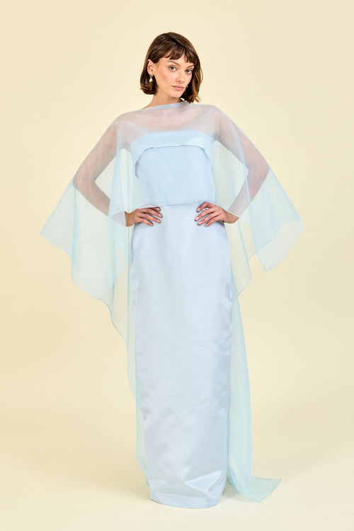 organza cape dress Organza Cape Long Dress
