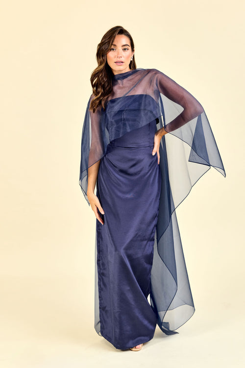 Organza Cape | Bridal & Bridesmaid Dress Accessory Navy Organza Cape | Bridal & Bridesmaid Dress Accessory Navy