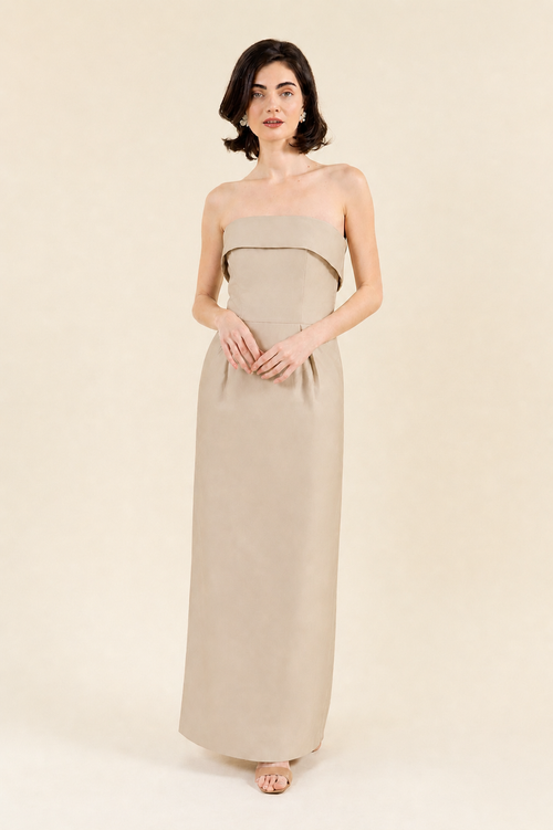 Eva Brunch Lilac Shantung Floor-Length Strapless Bridesmaid Dress