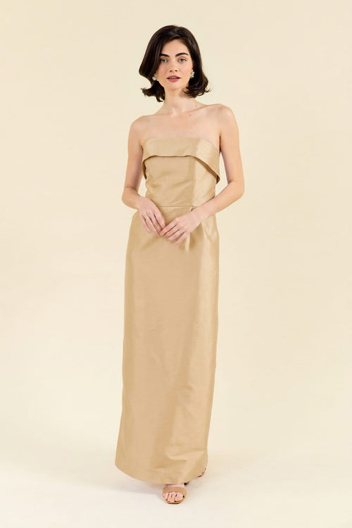 Eva Brunch Lilac Shantung Floor-Length Strapless Bridesmaid Dress