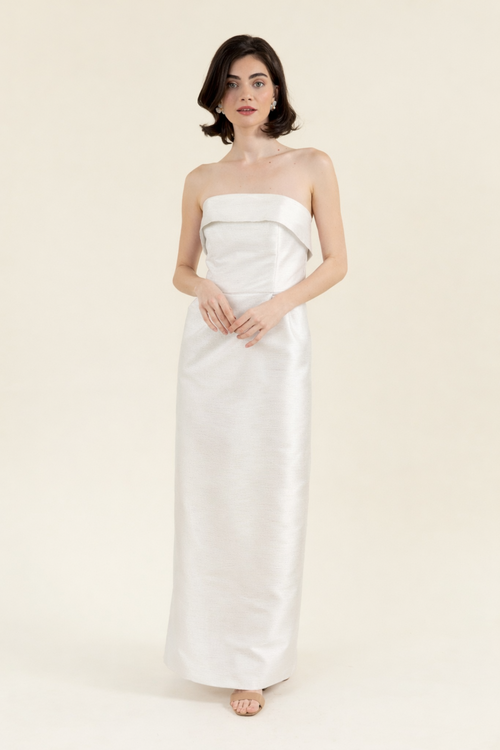 Eva Brunch Lilac Shantung Floor-Length Strapless Bridesmaid Dress