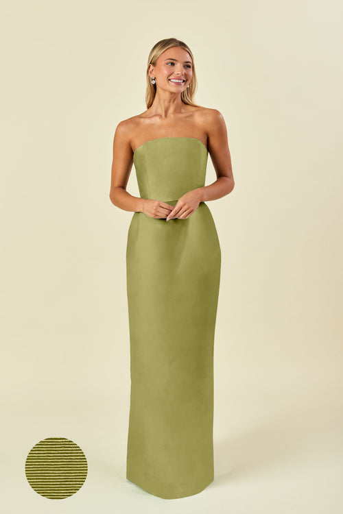 Hannah Floor-Length Camellia Floral Bridesmaid Dress fern bengaline Hannah Floor-Length Camellia Floral Bridesmaid Dress fern bengaline