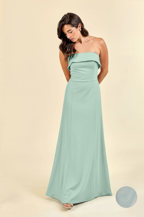 Eva Flute Skirt Strapless Bridesmaid Dress | 40+ Colors French Blue Bengaline Eva Flute Skirt Strapless Bridesmaid Dress | 40+ Colors French Blue Bengaline