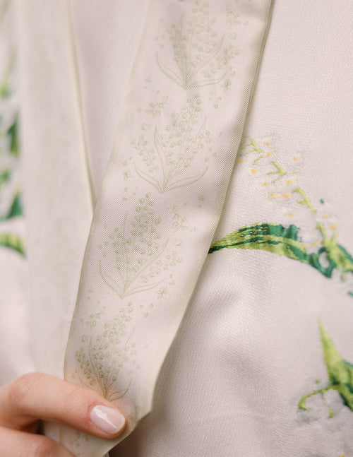 LulaKate x Swells White Lily of the Valley Silk Twilly