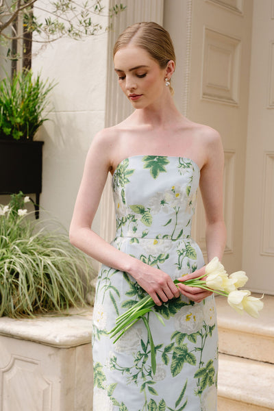 Lisa Floor-Length Shimmer Floral V-Neck Dress – LulaKate