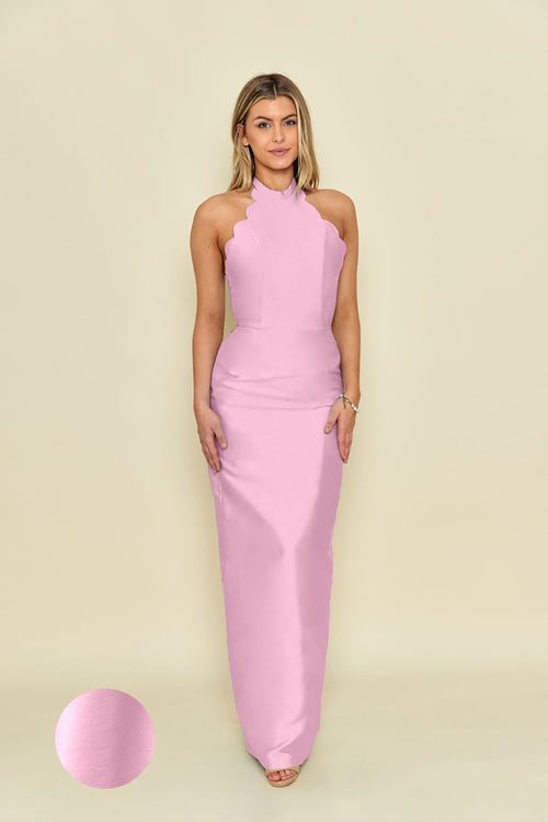 Margot Floor-Length Halter Bridesmaid Dress | 40+ Colors carnation shantung Margot Floor-Length Halter Bridesmaid Dress | 40+ Colors carnation shantung