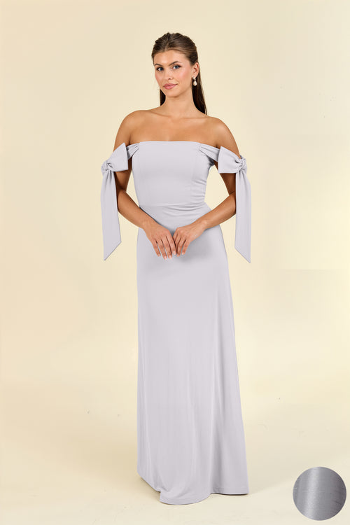 Julie Off the Shoulder Bridesmaid Dress | 40+ Colors pearl grey bengaline Julie Off the Shoulder Bridesmaid Dress | 40+ Colors pearl grey bengaline