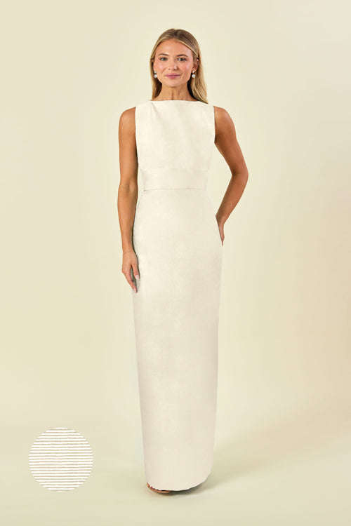 Sabrina Floor-Length Boat Neck Bridesmaid Dress | 40+ Colors Antique White Bengaline Sabrina Floor-Length Boat Neck Bridesmaid Dress | 40+ Colors Antique White Bengaline