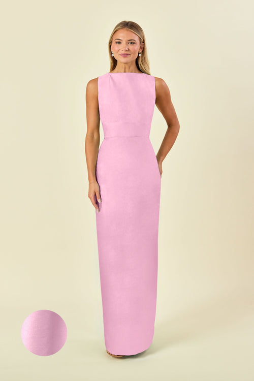 Sabrina Floor-Length Boat Neck Bridesmaid Dress | 40+ Colors peony shantung Sabrina Floor-Length Boat Neck Bridesmaid Dress | 40+ Colors peony shantung