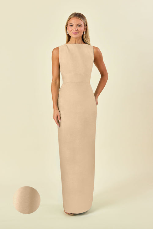 Sabrina Floor-Length Boat Neck Bridesmaid Dress
