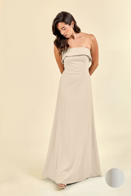 Eva Flute Skirt Strapless Bridesmaid Dress | 40+ Colors pearl grey bengaline Eva Flute Skirt Strapless Bridesmaid Dress | 40+ Colors pearl grey bengaline