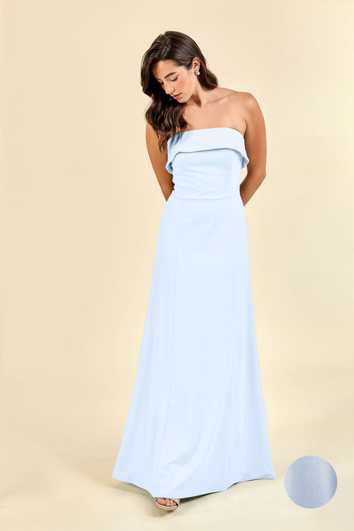 Eva Flute Skirt Strapless Bridesmaid Dress | 40+ Colors pearl grey bengaline Eva Flute Skirt Strapless Bridesmaid Dress | 40+ Colors pearl grey bengaline