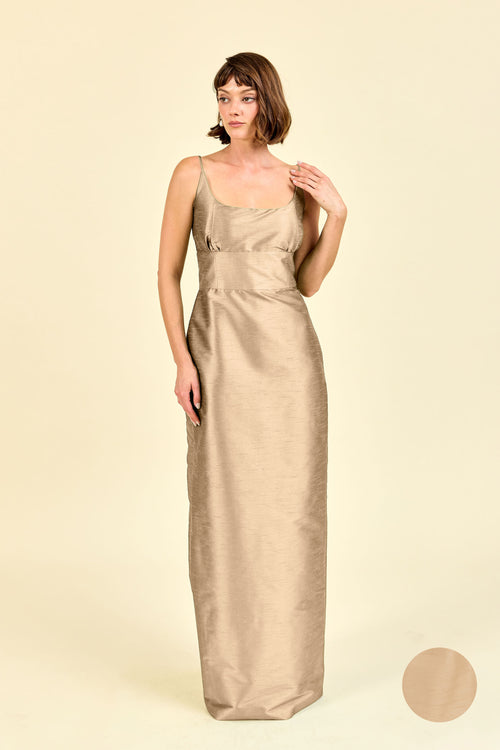 shantung bridesmaid dresses Hayes Bodice with Gathered Skirt in Shantung