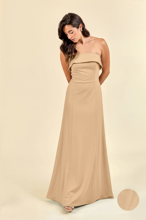 Eva Flute Skirt Strapless Bridesmaid Dress | 40+ Colors antique White bengaline Eva Flute Skirt Strapless Bridesmaid Dress | 40+ Colors antique White bengaline