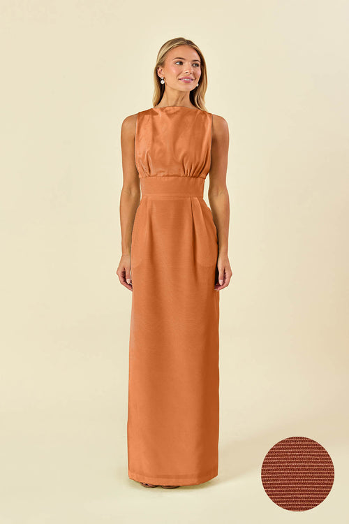 Sabrina Floor-Length Boat Neck Bridesmaid Dress | 40+ Colors cinnamon bengaline Sabrina Floor-Length Boat Neck Bridesmaid Dress | 40+ Colors cinnamon bengaline