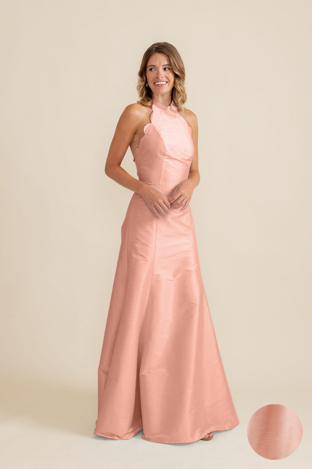Margot Floor-Length Halter Bridesmaid Dress