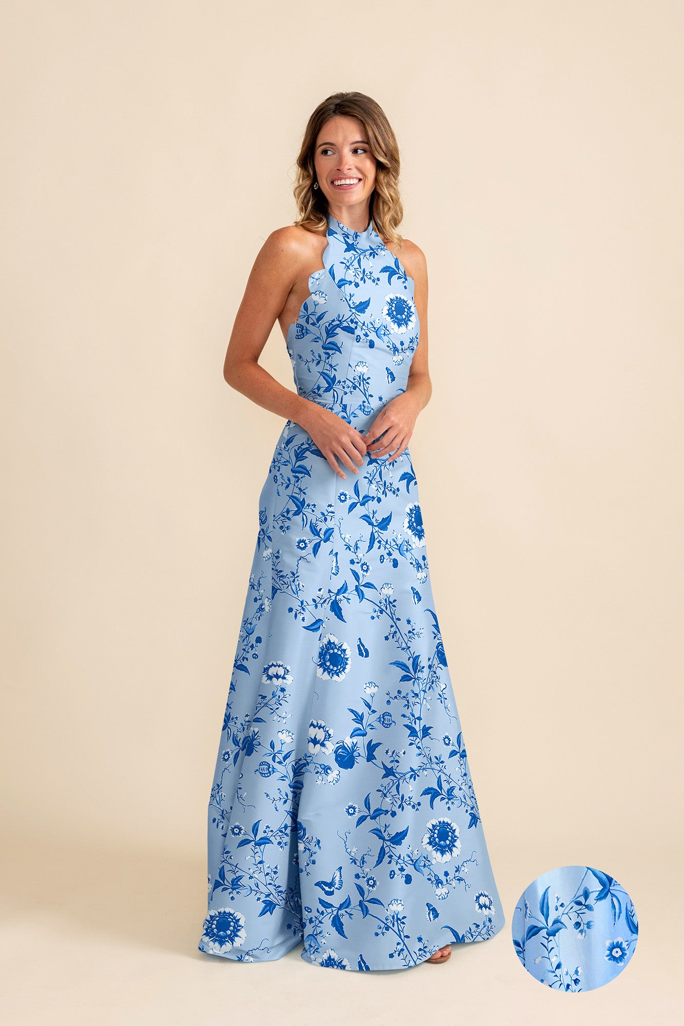 Margot Floor-Length Halter Bridesmaid Dress