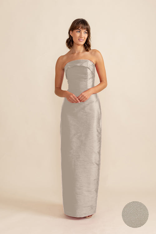 Eva Floor-Length Strapless Bridesmaid Dress | 40+ Colors platinum shantung Eva Floor-Length Strapless Bridesmaid Dress | 40+ Colors platinum shantung