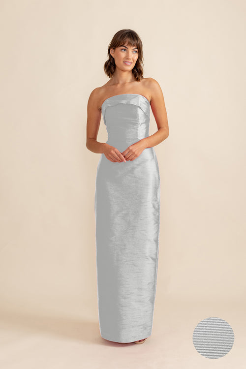 Eva Floor-Length Strapless Bridesmaid Dress | 40+ Colors platinum shantung Eva Floor-Length Strapless Bridesmaid Dress | 40+ Colors platinum shantung