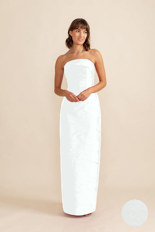 Eva Floor-Length Strapless Bridesmaid Dress | 40+ Colors platinum shantung Eva Floor-Length Strapless Bridesmaid Dress | 40+ Colors platinum shantung